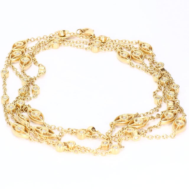 14k Yellow Gold "Evil Eye" Necklace With White Diamonds by Gabriel & Co. For Sale - Image 4 of 4