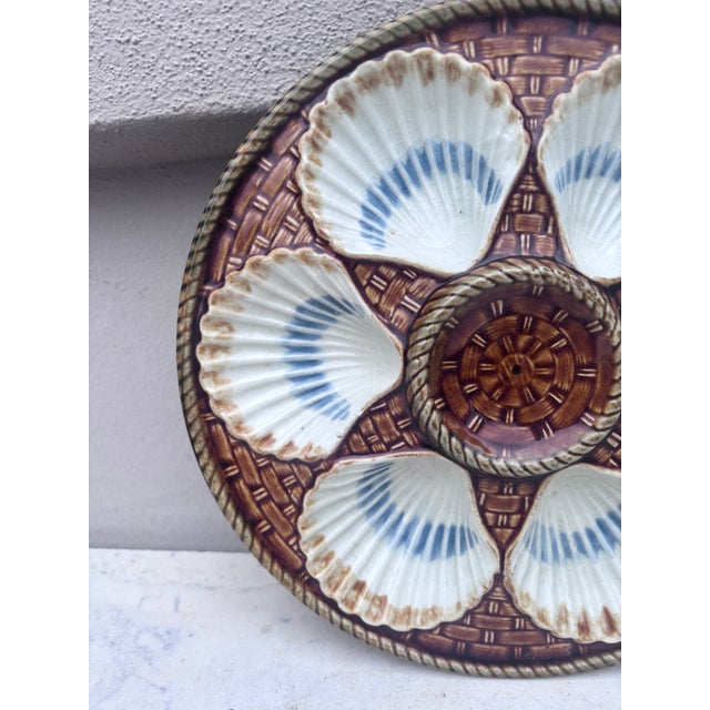 French Majolica Oyster Plate Longchamp Circa 1890 For Sale - Image 3 of 5