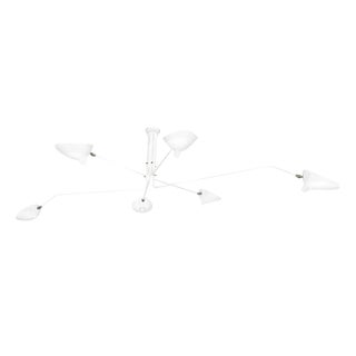Mid-Century Modern White Six Rotaiting Arms Ceiling Lamp by Serge Mouille For Sale