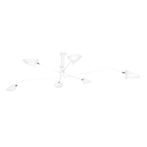 Mid-Century Modern White Six Rotaiting Arms Ceiling Lamp by Serge Mouille For Sale