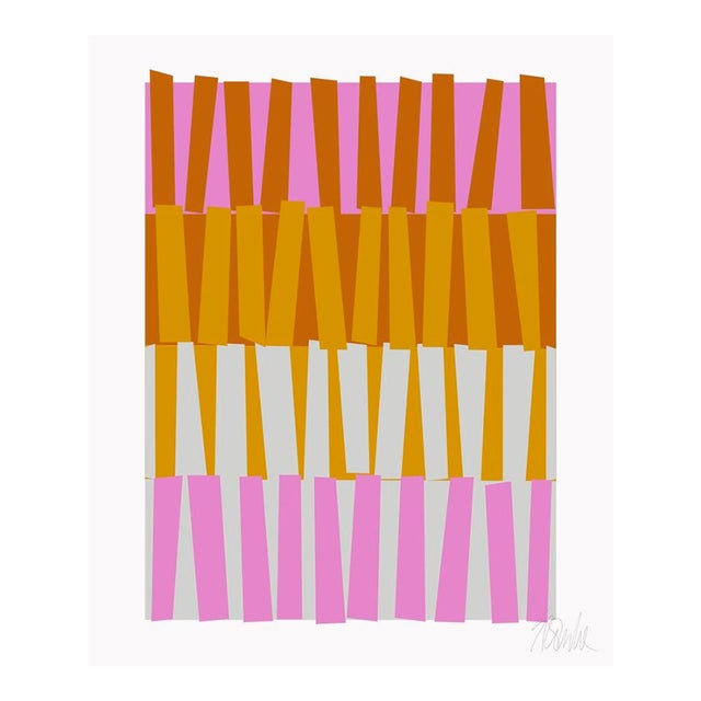Color Rhythm in Pink and Carmel Fine Art Print 40" X 50" by Liz Roache For Sale