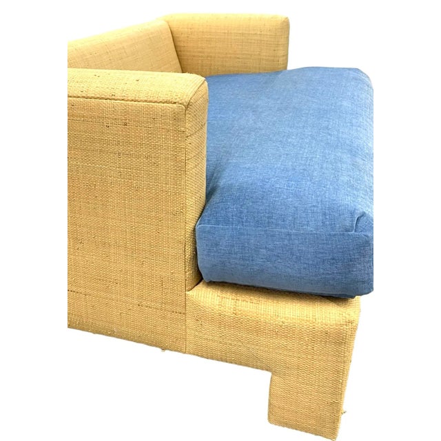 Tan Billy Baldwin Style Grasscloth Raffia Loveseat For Sale - Image 8 of 10