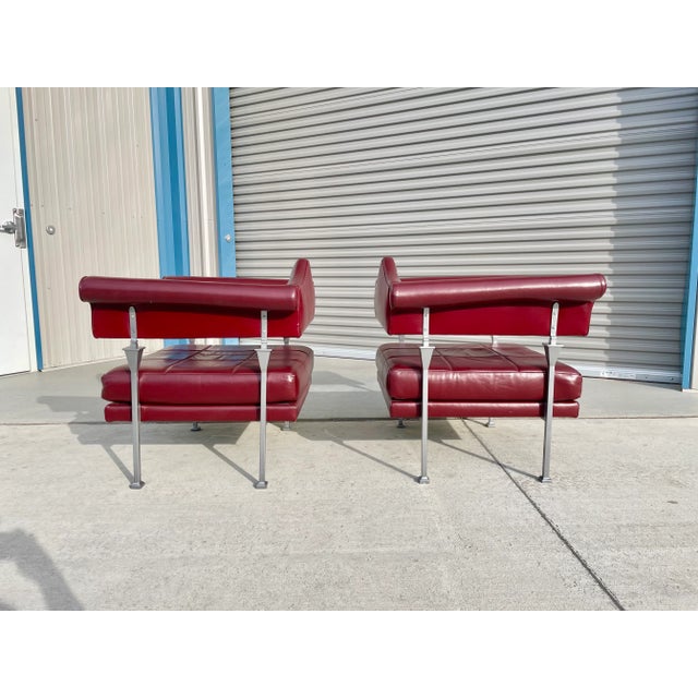 Poltrona Frau 1990s Pair of Leather Lounge Chairs by Luca Scacchetti for Poltrona Frau For Sale - Image 4 of 13