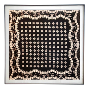 Framed Chanel Silk Scarf 1980s - Midnight Black Frame