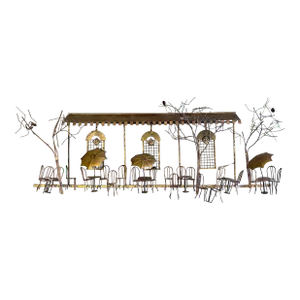 1970s Curtis Jere Paris Cafe Metal Wall Sculpture Signed “c. Jere”