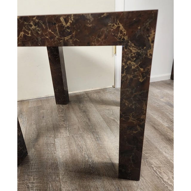 Paper 1970s Vintage Faux Tortoiseshell Parsons Side Table - Rectangle For Sale - Image 7 of 9
