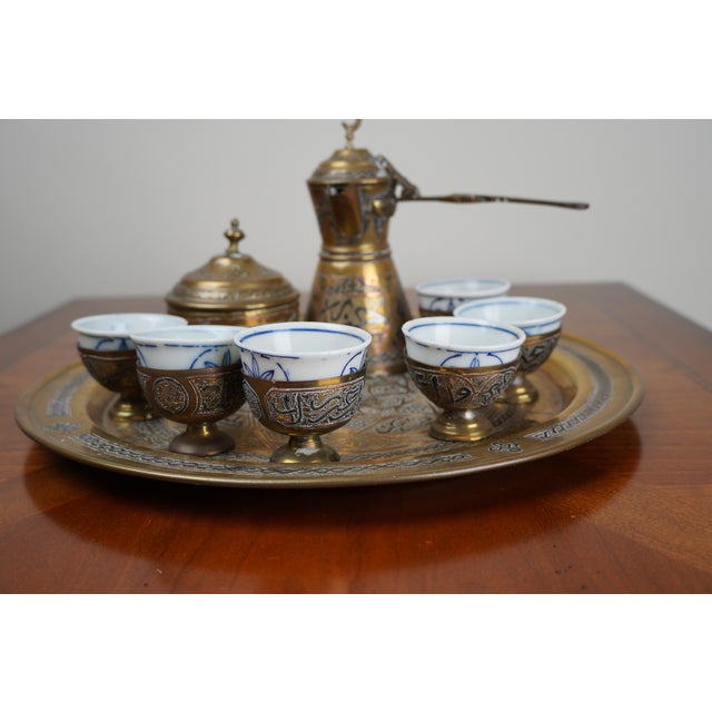 Antique Turkish Coffee Set- 9 Pieces For Sale In Boston - Image 6 of 7