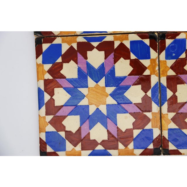 Blue 19th Century Set of Four Geometric Mediterranean Large Tiles, Portuguese For Sale - Image 8 of 13
