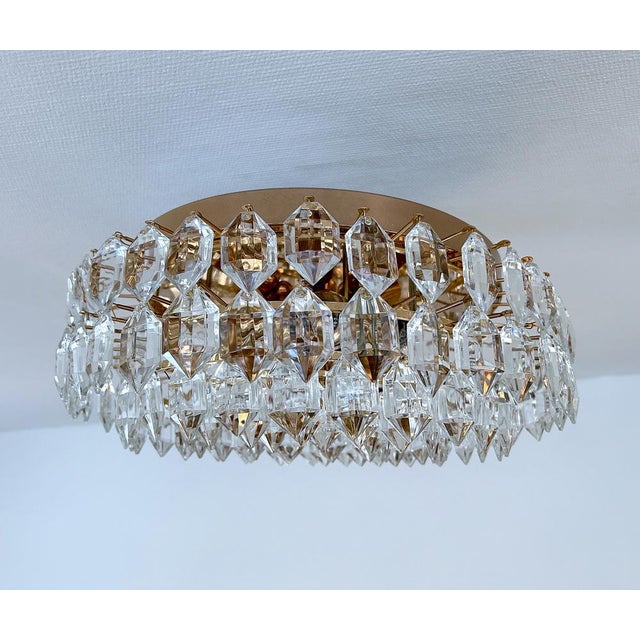 Metal Vintage Gilded Flush Light from Bakalowits & Söhne, Austria, 1970s For Sale - Image 7 of 17