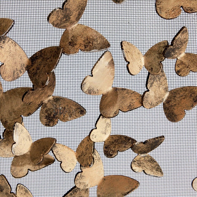Contemporary Aged Gold Butterfly Fire Screen Fireplace Screen For Sale - Image 3 of 9