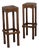 Art Deco Dutch Oak Bar Stools with Upholstered Seats, 1930s, Set of 2 For Sale