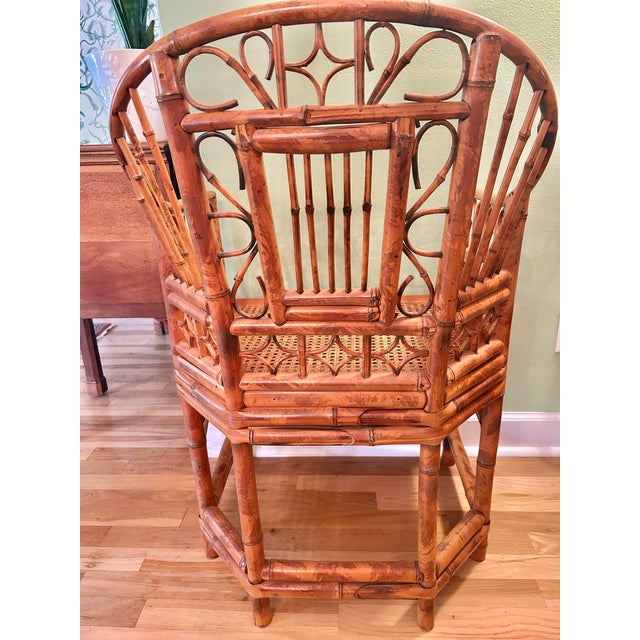 Wood 1970s Brighton Pavilion Style Tortoiseshell Bamboo & Cane Chinoiserie Armchair For Sale - Image 7 of 12
