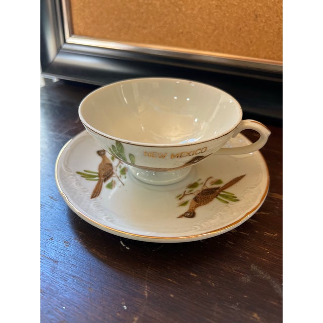 Up for consideration is a beautiful vintage ceramic New Mexico teacup and saucer with bird accents. This would look lovely...