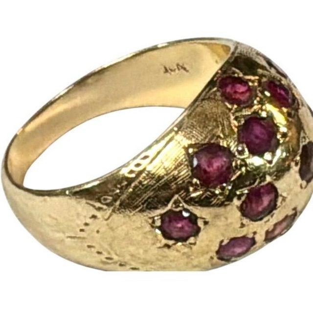 Mid 20th Century 10k Yellow Gold and Ruby Dome Ring Vintage For Sale - Image 5 of 8