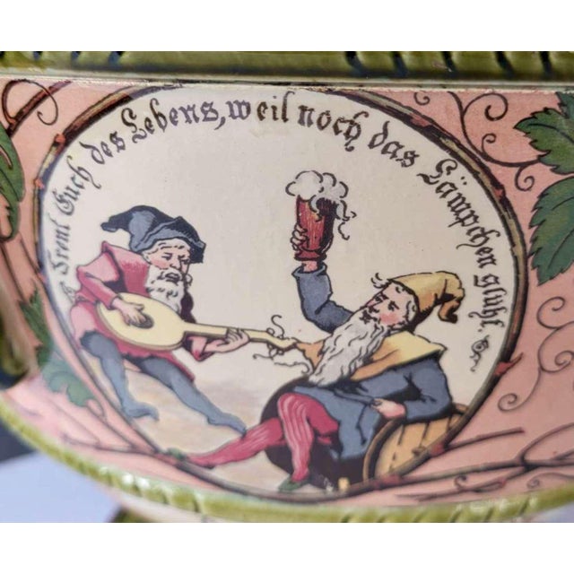 Antique Mettlach Pottery Punch Bowl and Matching Cups For Sale In Philadelphia - Image 6 of 17