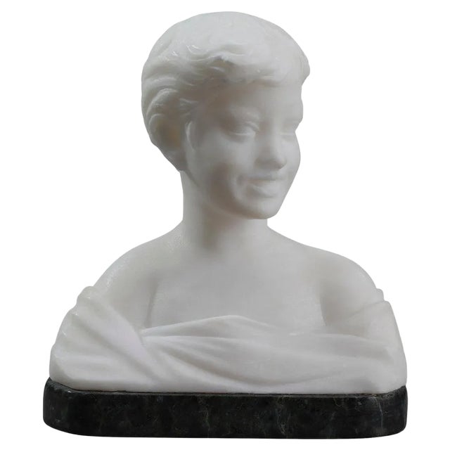 Small Alabaster Bust of Young Boy For Sale