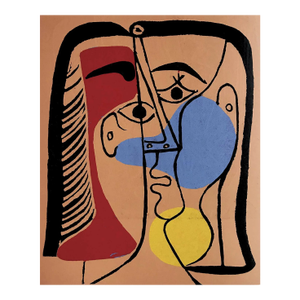 Picasso Linocut Large Red Blue & Yellow Head XXe Siecle 1978*