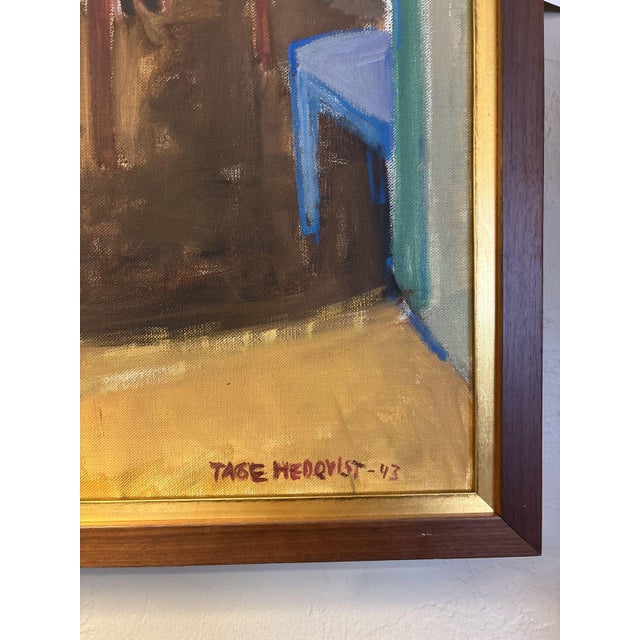 Post Impressionist Tage Hedqvist 1943 Swedish Interior Scene Oil Painting For Sale - Image 3 of 4