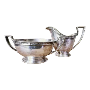 1920s Vintage Silver Plated Cream & Sugar Set From Hotel Pennsylvania