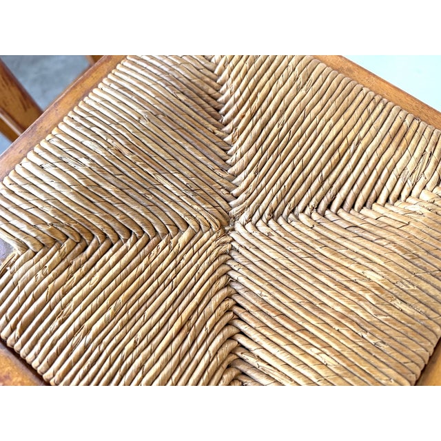 1960s Brutalist High Stool in Wood and Woven Straw, 1960s For Sale - Image 5 of 15