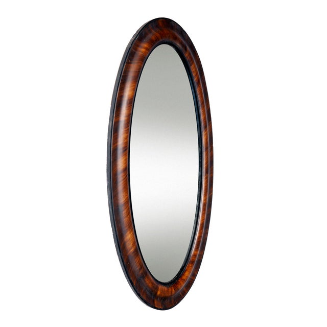 Brown Antique Oval Wood Wall Mirror For Sale - Image 8 of 11