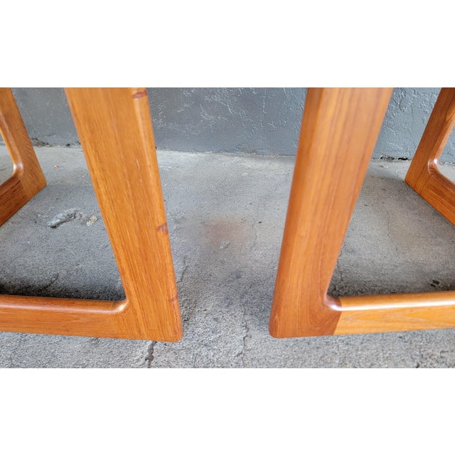 Solid Teak Danish Modern Square End or Side Tables With X Base - A Pair For Sale - Image 9 of 13
