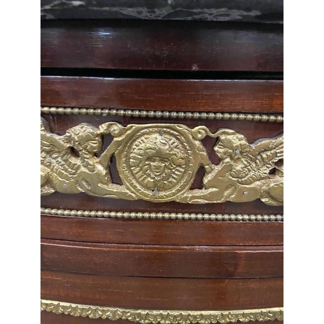 Vintage French Louis XVI Style Marble Top Chest Commode Buffet Console For Sale - Image 10 of 12