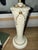 Perfect Pair 1950s Pair of Vintage Ceramic Diminutive Basket Gold Bow Lamps. For Sale - Image 4 of 8