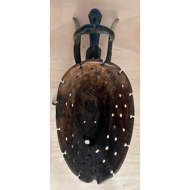 Mid 20th Century Guro Style African Carved Wood Horned Antelope Mask With Figure, Côte D’Ivoire For Sale - Image 5 of 12