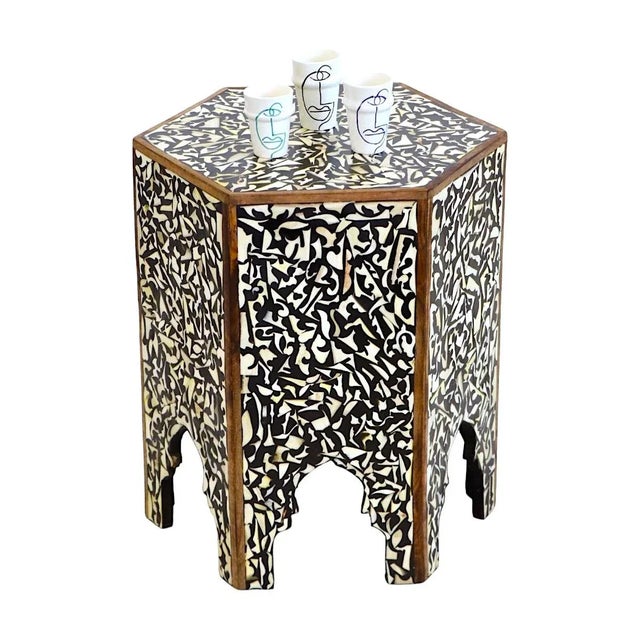 Contemporary Marrakech Bone Inlay Side Table For Sale - Image 3 of 4