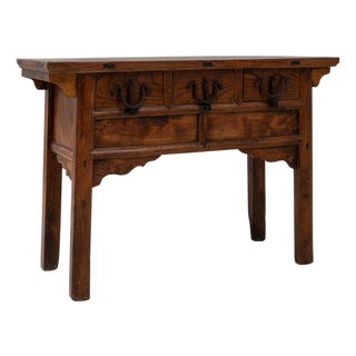 19th Century Chinese Provincial Wooden Console Table With Drawers For Sale