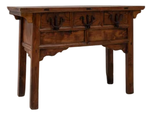19th Century Chinese Provincial Wooden Console Table With Drawers