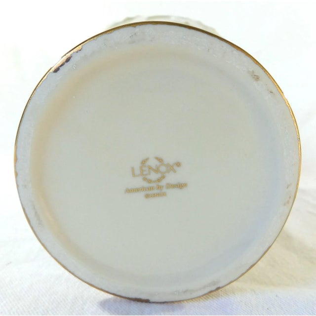 Lenox Ivory Porcelain 24k Gold Trim Embossed Poppy Flower Vase For Sale In West Palm - Image 6 of 7