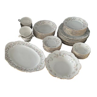 1950s Mid Century Modern Mitterteich Bavaria “Falling Leaves” Porcelain Dinner Service - 49 Pieces For Sale