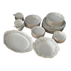1950s Mid Century Modern Mitterteich Bavaria “Falling Leaves” Porcelain Dinner Service - 49 Pieces