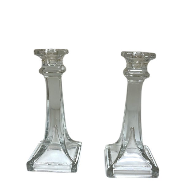 Vintage Pressed Glass Candle Holders a Pair Chairish