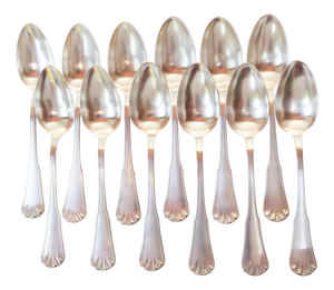 Coquille Table Spoons with Engraved Initials from Ercuis, 1950s, Set of 12