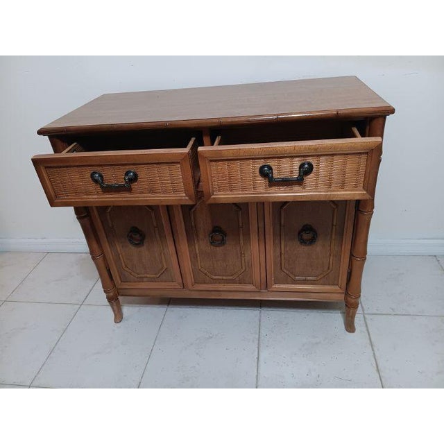 Wood Hollywood Regency by Broyhill Buffet Server Sideboard Honey For Sale - Image 7 of 10