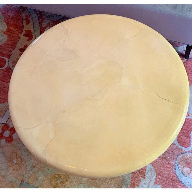 Animal Skin 1980s Karl Springer Lacquered Goatskin Mushroom Cocktail Coffee Table For Sale - Image 7 of 12