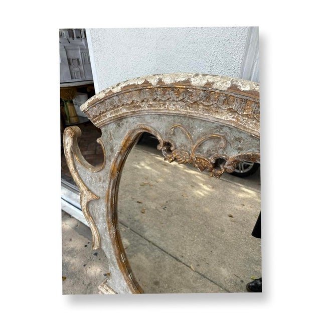 Antique Italian Patinated and Gilded Wood Mirror. For Sale - Image 4 of 6