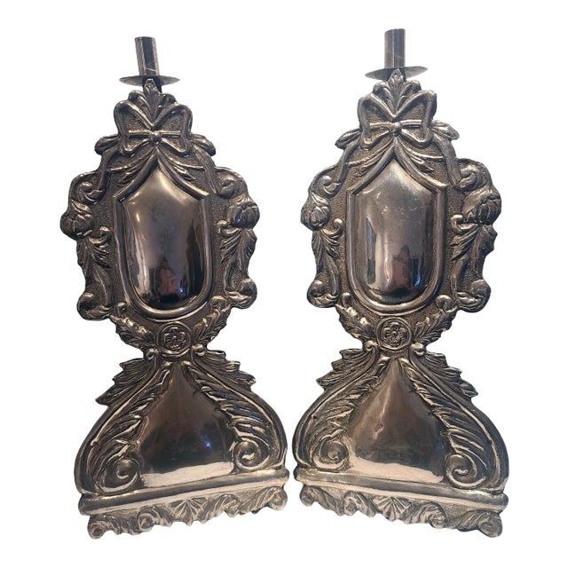 Vintage Sterling Silver Candle Sticks - a Pair For Sale