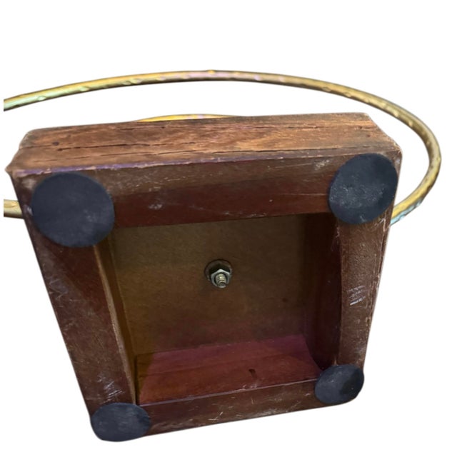 Modern Organic Hammered Metal Double Ring Sculpture on Wood Base For Sale - Image 4 of 7