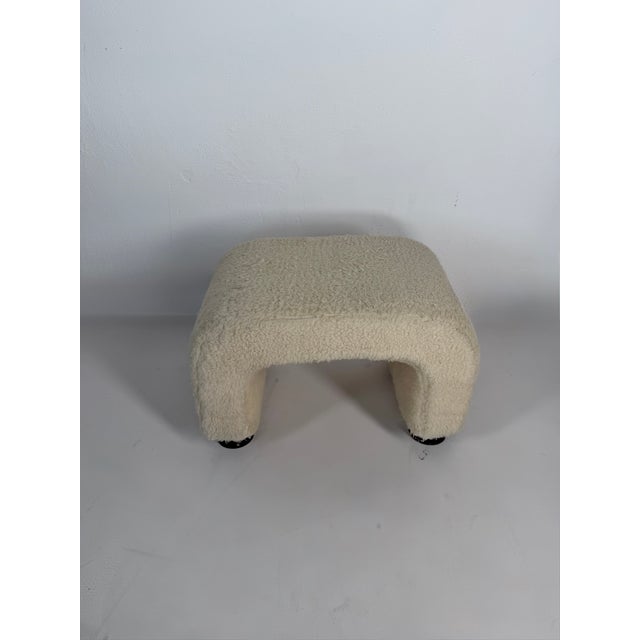 Vintage Scandinavian Bouclé Ottoman, 1980s For Sale - Image 9 of 9