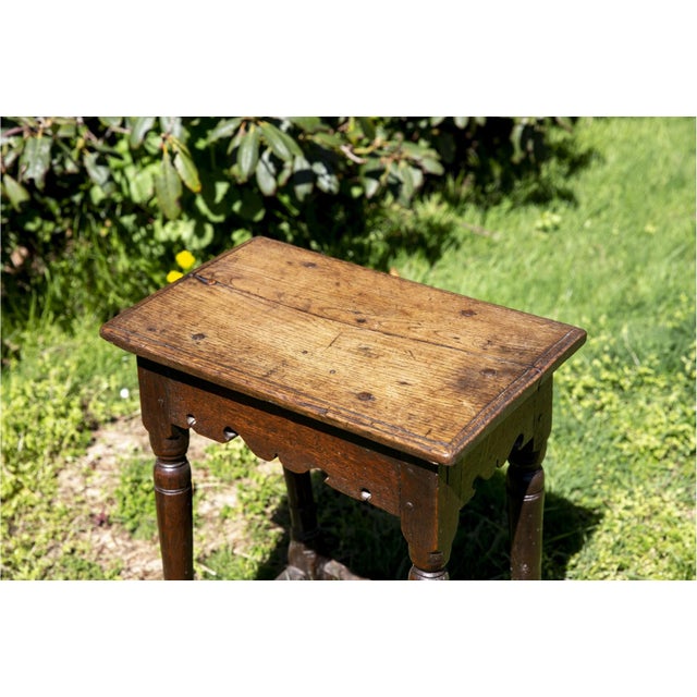19th Century Antique English Rectangular Oak Joint Stool For Sale - Image 5 of 8