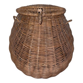 Vintage Wicker Fishing Creel For Sale