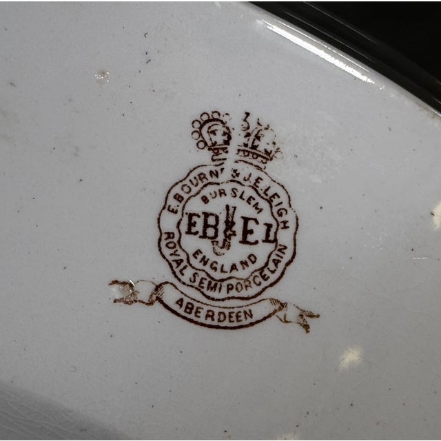 Antique Bourne & Leigh Burslem Ironstone Aberdeen Pattern Brown Transferware Oval Platter, c.1900 For Sale In Providence - Image 6 of 6