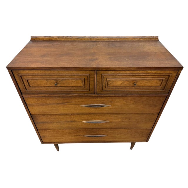 Broyhill Mid-Century Modern Broyhill Sculptra Walnut High Chest For Sale - Image 4 of 10