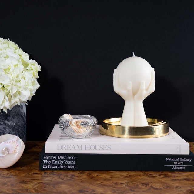 Art Deco Selene Moon Goddess Sculpture Candle in Alabaster White For Sale - Image 3 of 3