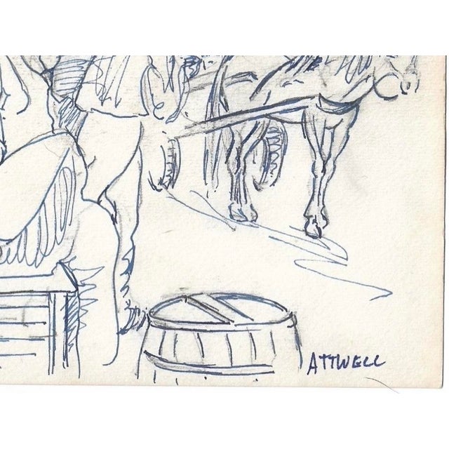 Drawing by English artist Ivy Attwell (1895-1985). Attwell traveled extensively all over the world and recorded her...