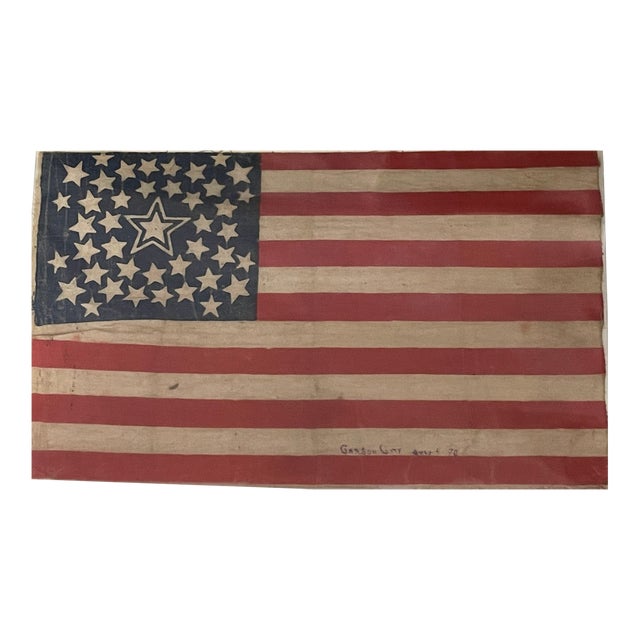 Real Antique 42 Star Flag With Halo Star Arrangement- Unframed Circa 1889 For Sale